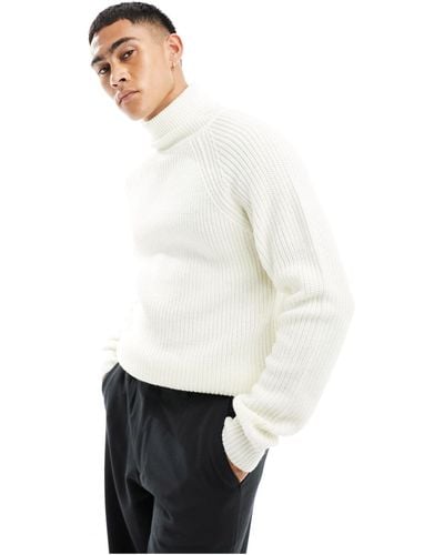 Bershka Fisherman Roll Neck Sweater - White