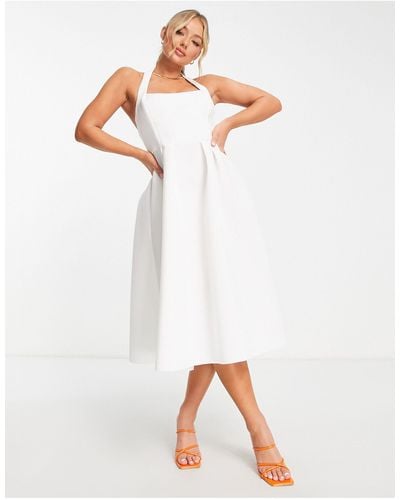 ASOS Seamed Halter Midi Prom Dress - White