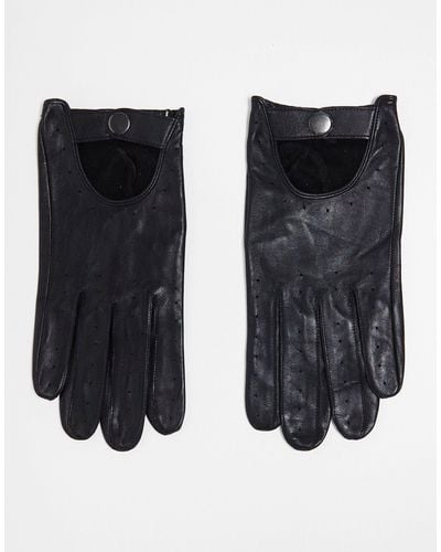 Barneys Originals Real Leather Driving Gloves - Black