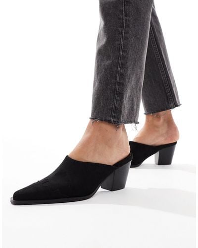 Glamorous Western Mules - Black