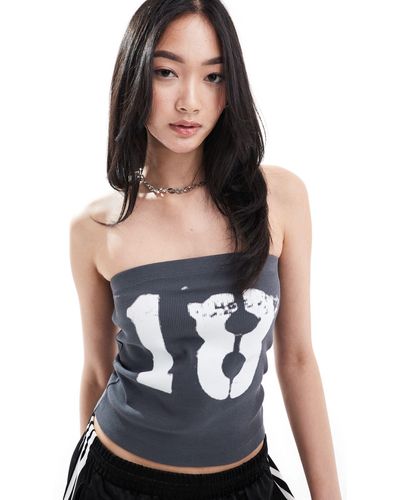 Collusion Bandeau Top With Sports Graphic - Blue