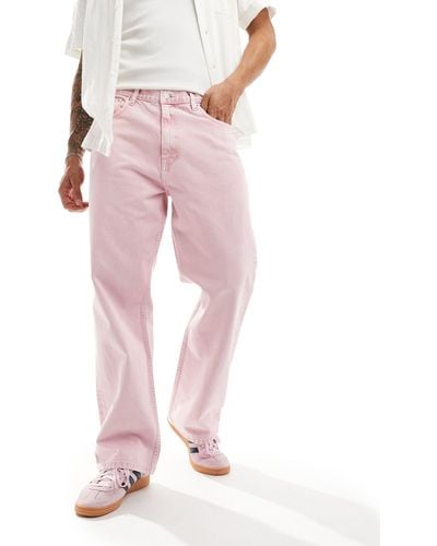 Dr. Denim Omar Wide Straight Leg Jeans - Pink