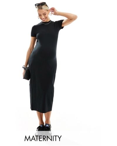 Mama.licious Mamalicious Maternity Short Sleeve Jersey Midi Dress - Black