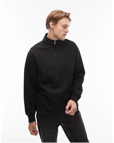 TOPMAN 1/4 Zip Sweatshirt - Black