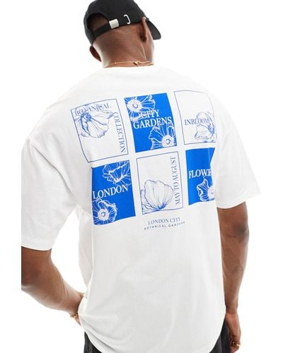 Jack & Jones Oversized T-shirt With City Garden Back Print - Blue