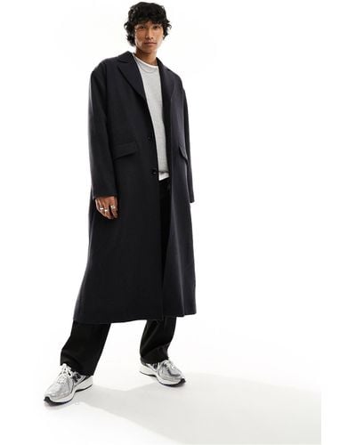 Weekday Armond Oversized Wool Blend Maxi Coat - Black