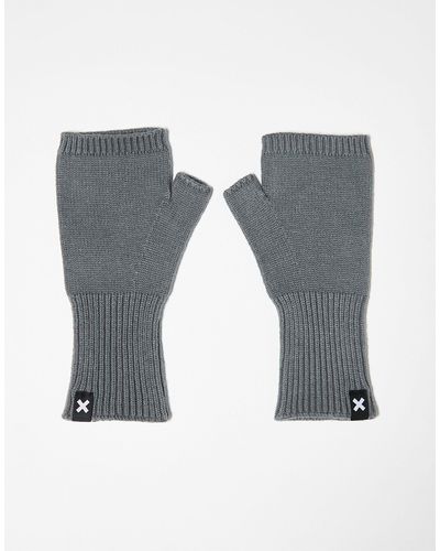 Collusion Unisex Knitted Sleeveless Gloves - Grey
