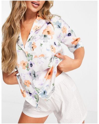 River Island Floral Pajama Shirt - White