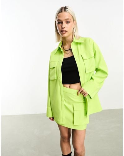 JJXX Oversized Shirt Co-ord With Front Pockets - Green