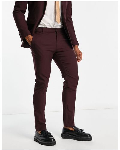 New Look Pantaloni da abito skinny bordeaux - Rosso