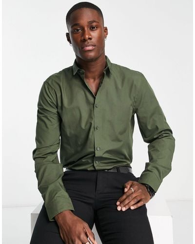 New Look Long Sleeve Poplin Shirt - Green