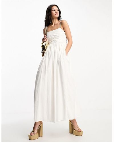 Sister Jane Dream Bridal Beaded Maxi Cami Dress With Pockets - Natural
