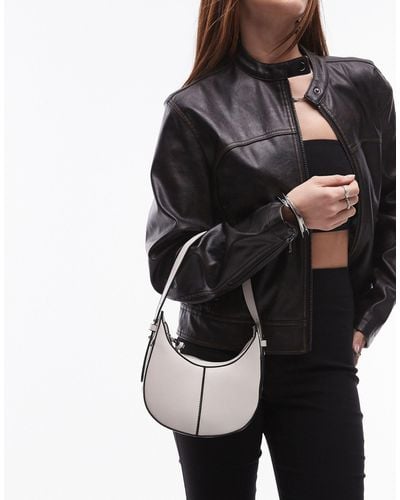 TOPSHOP Gracie Mini Scoop Grab Bag With Contrast Stitching - Black
