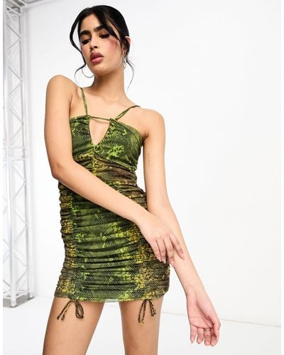 AllSaints Gloria - robe courte froncée effet serpent - Vert