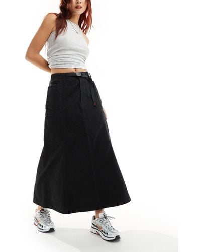 Gramicci Cotton A Line Panelled Cargo Maxi Skirt - Black