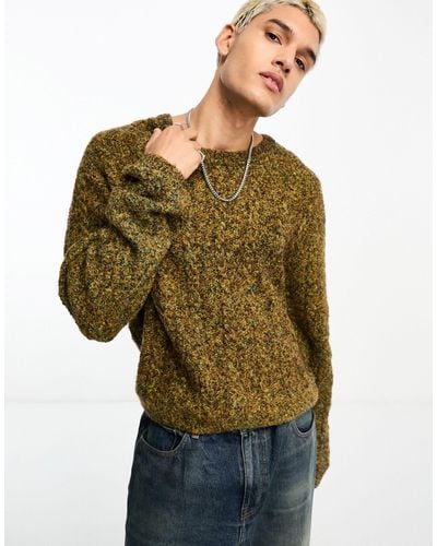 Weekday Jesper Wool Blend Cable Knit Sweater - Green