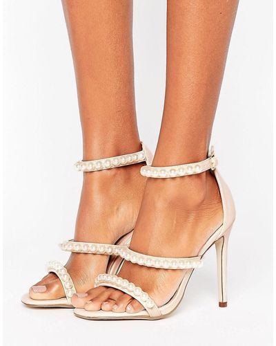 Missguided Pearl Strap Barley There Heeled Sandal - Natural