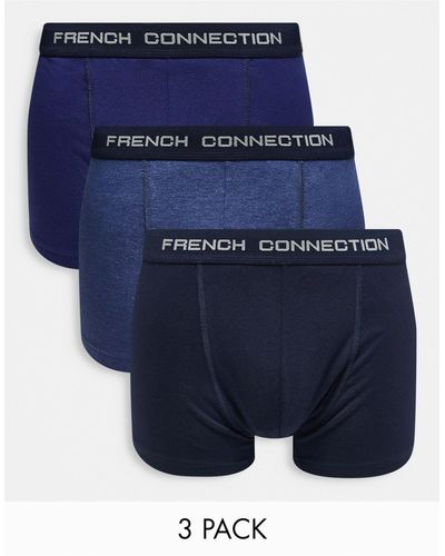 French Connection Set Van 3 Boxershorts - Blauw
