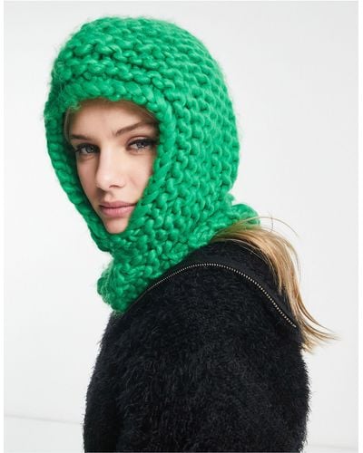 Collusion Unisex Chunky Crochet Knit Balaclava - Green