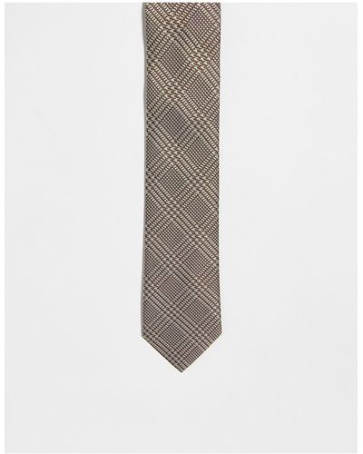 ASOS Cravate ajustée à carreaux - marron - Blanc