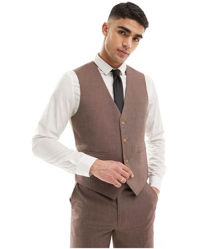 ASOS Slim Suit Waistcoat - Brown