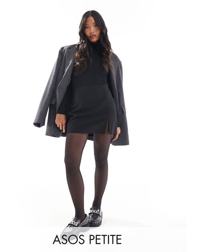 ASOS Petite Tailored Mini Skirt With Front Slit - Black