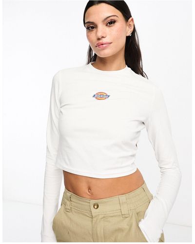 Dickies Maple Valley Long Sleeve T-shirt With Central Logo - White