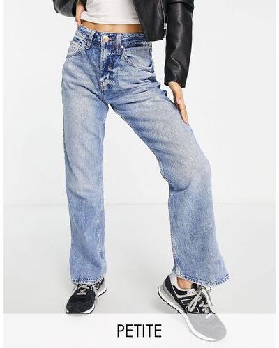 River Island Rechte 90s Jeans Met Splitjes - Blauw