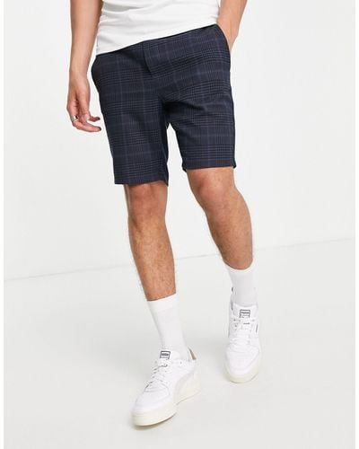 Only & Sons Check Short With Drawstring Waist - Blue