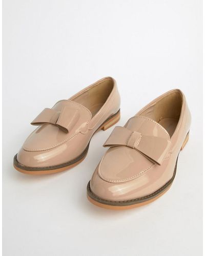 Glamorous Blush Patent Bow Loafer - Natural