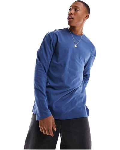 ASOS Long Sleeve Relaxed Fit T-shirt With Crew Neck - Blue