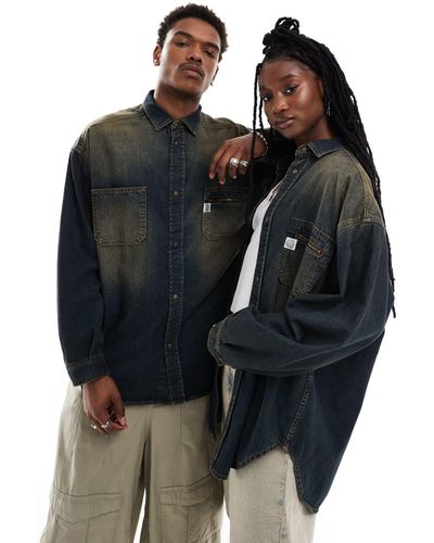 Reclaimed (vintage) – unisex-jeanshemd im western-design - Schwarz