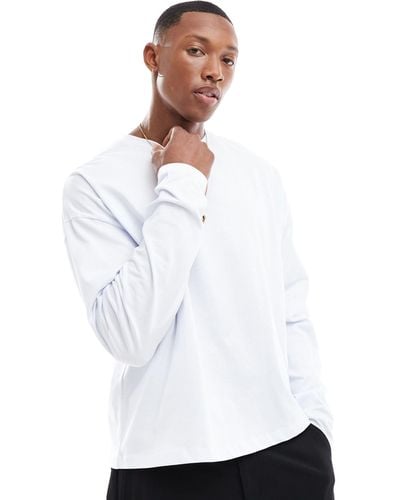 ASOS Heavyweight Long Sleeved Boxy Cropped Oversized T-shirt - White