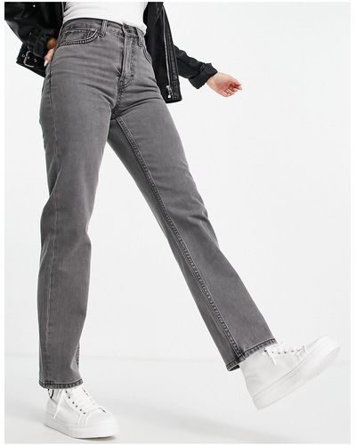 TOPSHOP Mid Rise Straight Dad Jeans - Grey