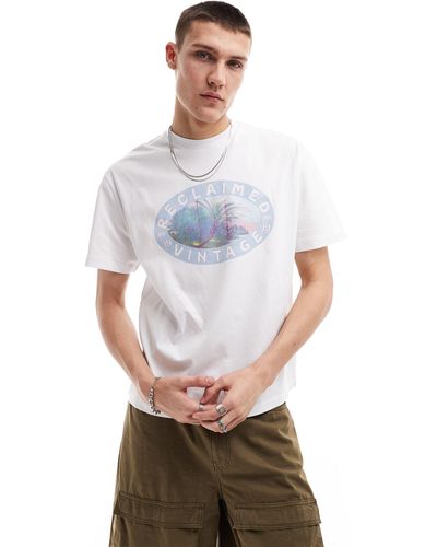 Reclaimed (vintage) Oversized T-shirt With Vacation Print - White