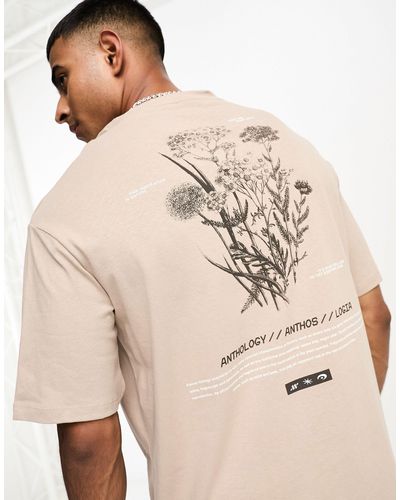SELECTED Oversized T-shirt Met 'bloomers' Print Op - Naturel