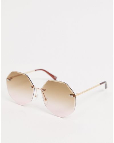ASOS Oversized 70s Rimless Bevel Sunglasses - Metallic