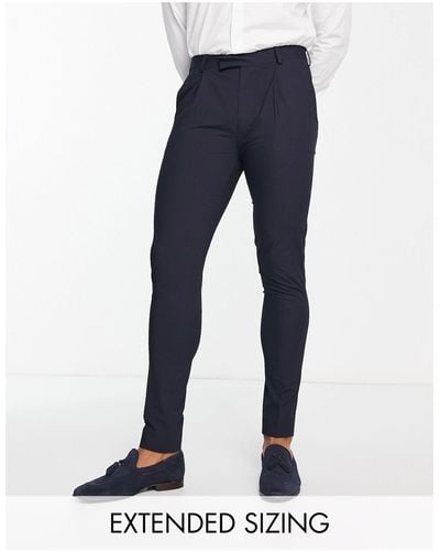 Noak 'camden' Super Skinny Premium Fabric Suit Trousers - Blue