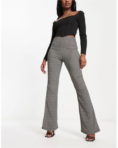 EDITED Grid Check Flare Trousers Co-ord - Black