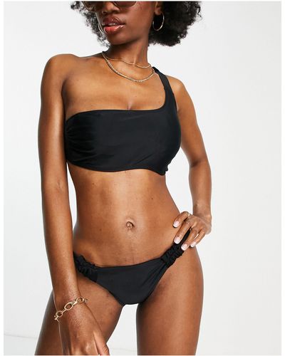 Ivory Rose Fuller Bust Mix And Match One-shoulder Bikini Top - Black
