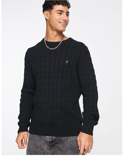 Farah Ludwig Cable Knit Sweater - Black