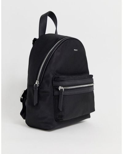 DKNY Nylon Backpack With Front Pocket - Black