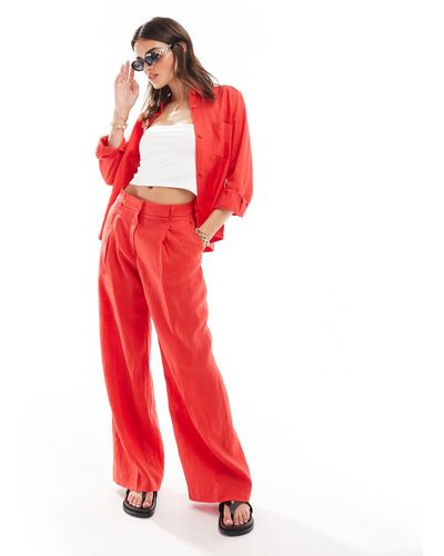 Mango Linen Co-ord Trousers - Red