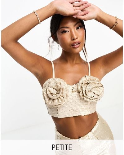 Collective The Label Exclusive Rose Cup Embellished Crop Top - Natural