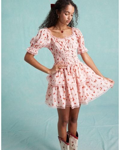 Miss Selfridge Mini Tiered Corset Dress - Pink