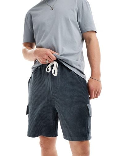ASOS Oversized Ribbed Velour Shorts - Blue