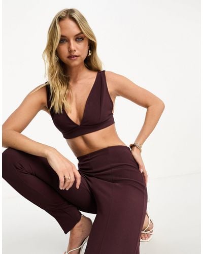 ASOS Co-ord V Front Crop Vest - Purple