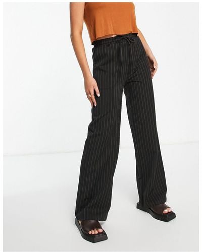 Reclaimed (vintage) Pantalones s rectos con raya diplomática estilo años 90 - Negro