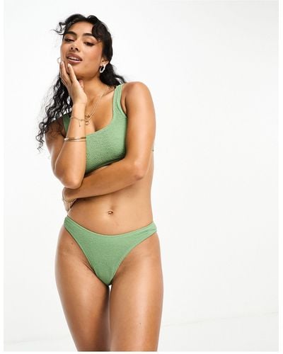 Champion – bikinihose mit kreppstoffoptik - Grün
