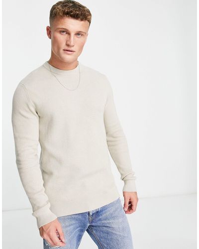 Only & Sons Premium - maglione girocollo lavorato a coste beige - Neutro